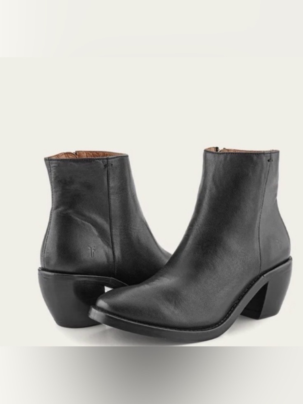 Frye Rosalia Black leather booties zip up heeled size 7.5 VGUC